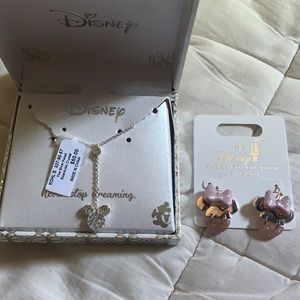 Disney Mickey Necklace and Minnie Earrings